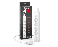 KERG listwa zasilająca z wyłącznikiem 4 gniazda 3USB biało szary 16A 1,5m - 1317931 - zdjęcie 2